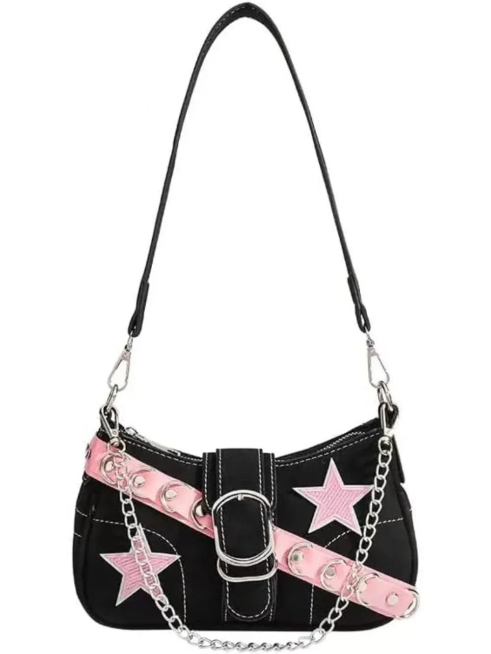Trendy Y2K Black Shoulder Bag | Cute Crossbody Purse for Goth Punk Style Women